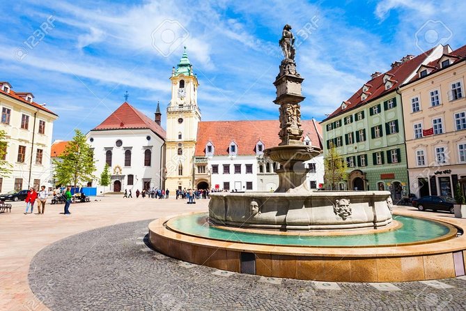 Bratislava, one day private trip from Budapest with guide! - National Theater Area and the Ganymed Fountains